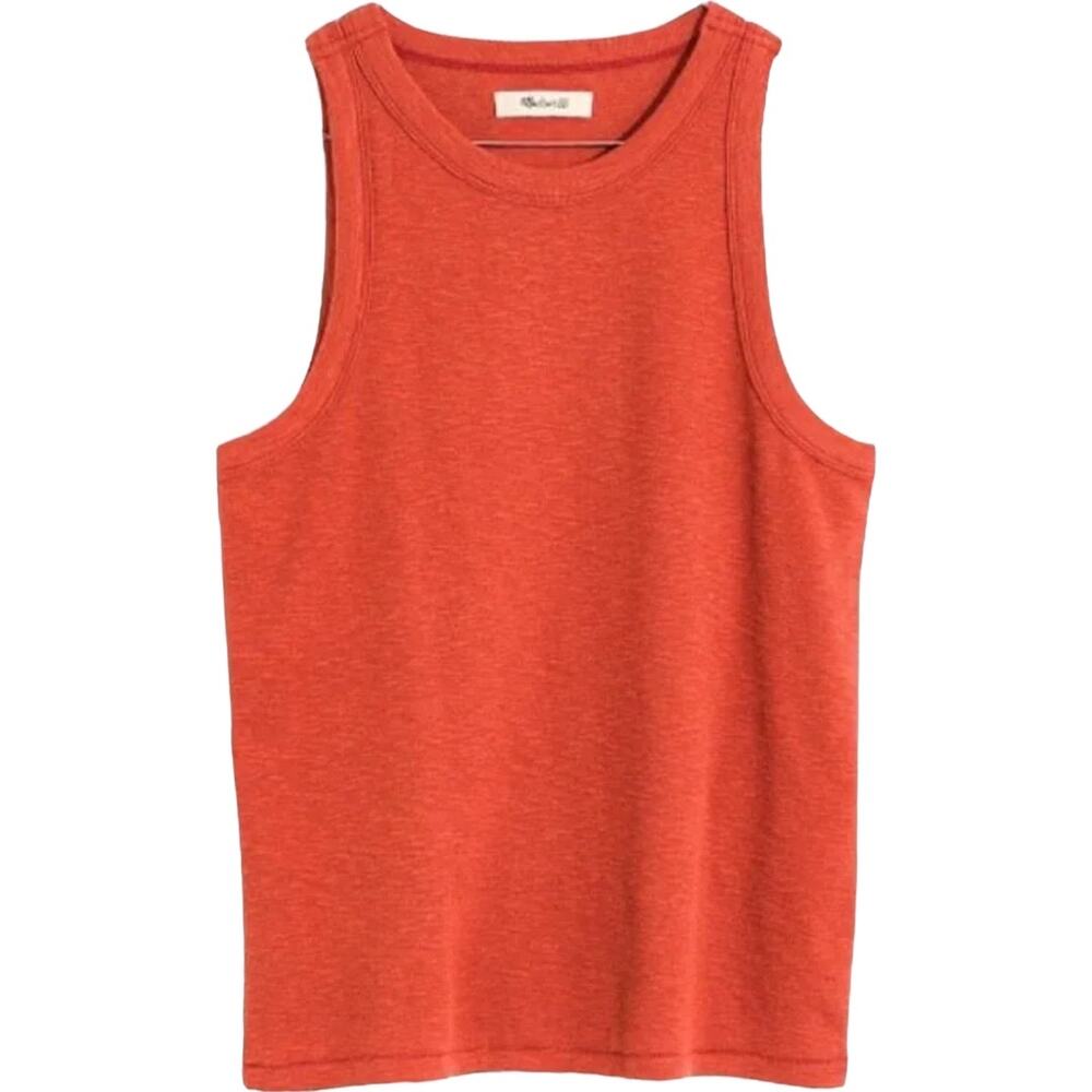Madewell Westville Tank Top Slim Fit High Neck Fitted Knit Himalayan Orange XS